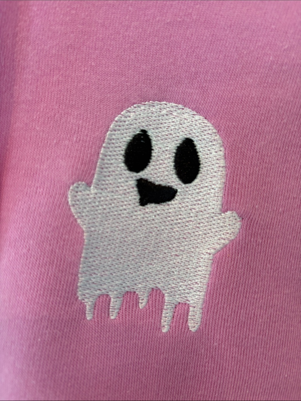 Pink NWOT Hoodie with Cute Ghost Patch-Firm - Picture 2 of 4